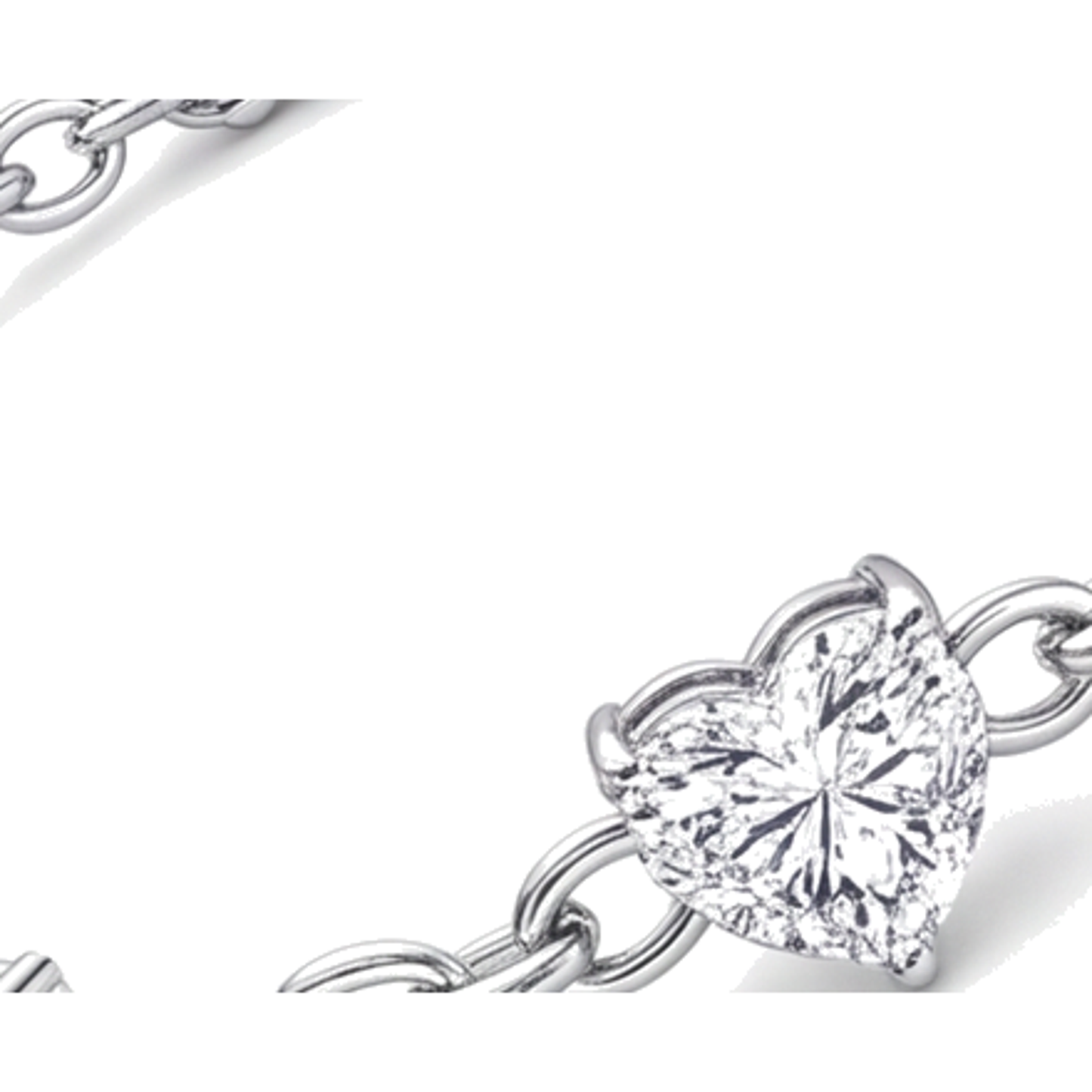 Bracciale a Stazioni con Cuori e Diamanti da Laboratorio 3 Carati in Oro Bianco 14K, 7 Pollici