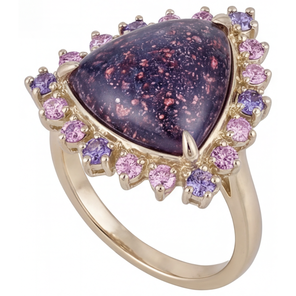 Lolite Sunstone Anello con Pietra Preziosa 7-carati Oro 14 Carati Giallo – vista frontale