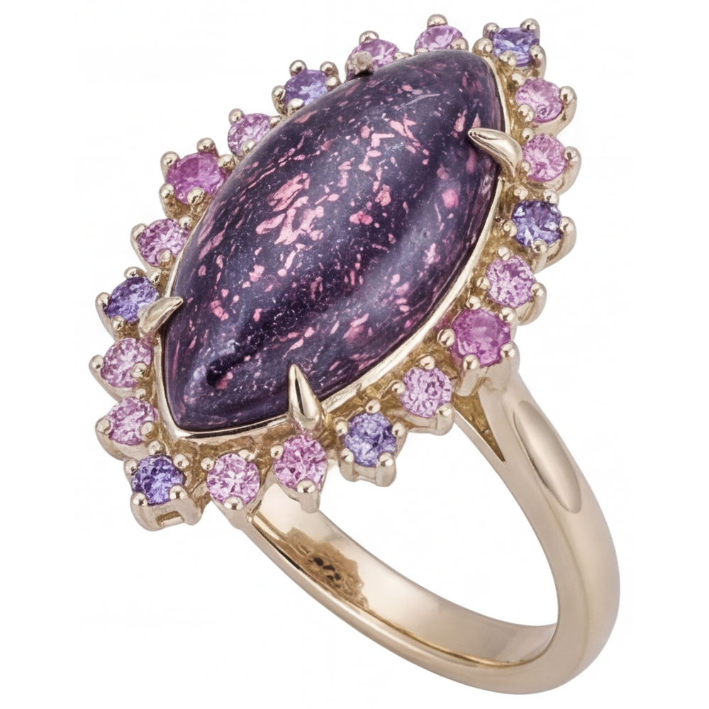 Lolite Sunstone Anello Pietra Colorata 10,50-carati Oro 14 Carati Giallo – vista frontale