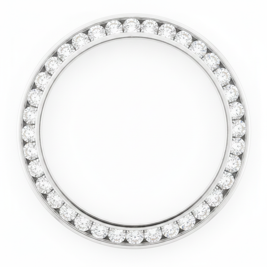 Lunetta per Orologio con Diamanti 1 Carato 28 mm per Rolex Datejust in Acciaio Inossidabile Naturali Veri Tondi Incassatura a Canale