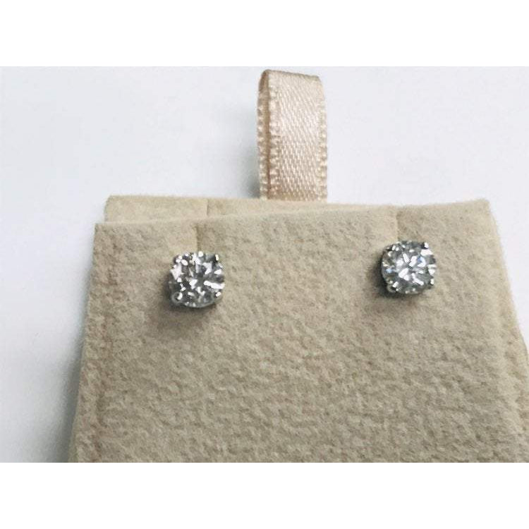 Orecchini Pendenti Oro Bianco 14K con Diamante Fine – vista laterale