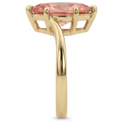 Anello Contrarié con Zaffiro Padparadscha da Laboratorio Taglio Marquise da 3,5 Carati in Oro Giallo 14K