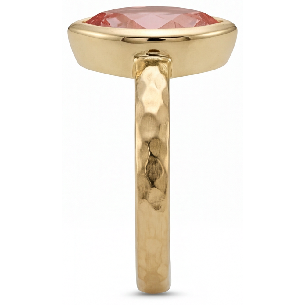Anello di Fidanzamento Solitario con Zaffiro Pesca Padparadscha Naturale Taglio Marquise 2 Carati, Lunetta, Oro Giallo 14K