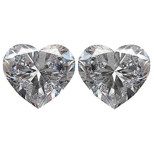 Coppia abbinata di diamanti a forma di cuore, sciolti, da 2 carati, colore G, purezza SI1, taglio a cuore
