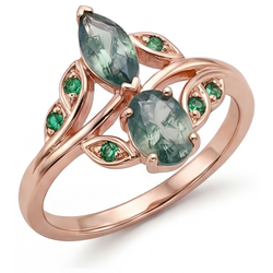 Senza tempo Moss Agate Anello con Gemma 2,50 carati