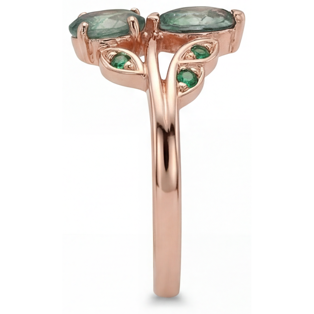 Anello con Gemma Oro 14 Carati Rosa con Moss Agate – vista profilo