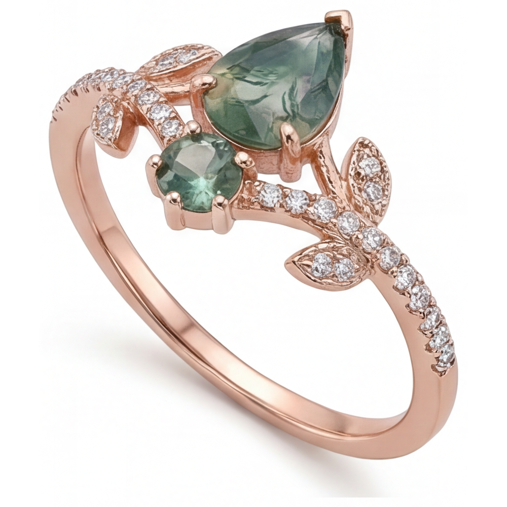 Moss Agate Anello con Pietra Preziosa – vista frontale