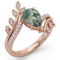 Purezza VVS Anello con Pietra Preziosa – Moss Agate 2,75 carati