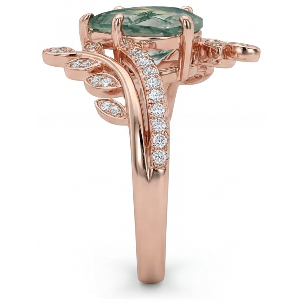 Moss Agate Anello con Pietra Preziosa – vista profilo