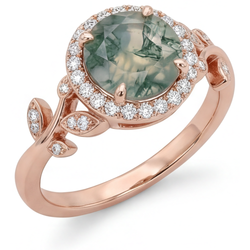 Moss Agate Anello Pietra Colorata – VVS 2,0 carati Oro Rosa 14K