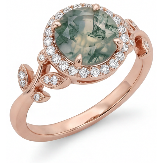 Di lusso Moss Agate Anello Pietra Colorata 2,0 carati – vista principale