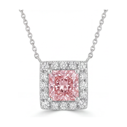 Collana con diamante rosa naturale taglio princess da 0,95 carati