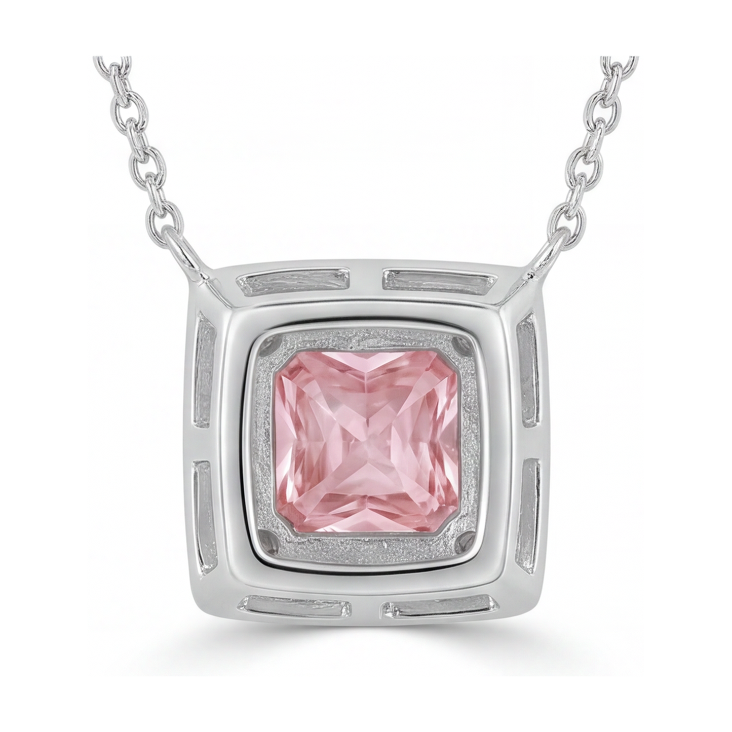 Collana con diamante rosa naturale taglio princess da 0,95 carati
