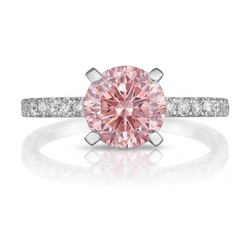 Anello con diamante rosa naturale taglio rotondo da 1,39 carati