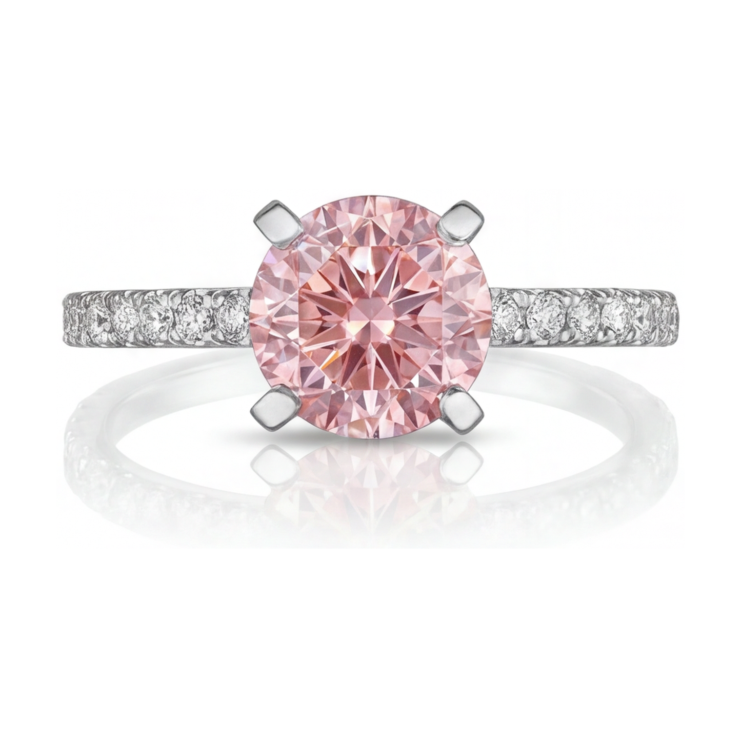 Anello con diamante rosa naturale taglio rotondo da 1,39 carati