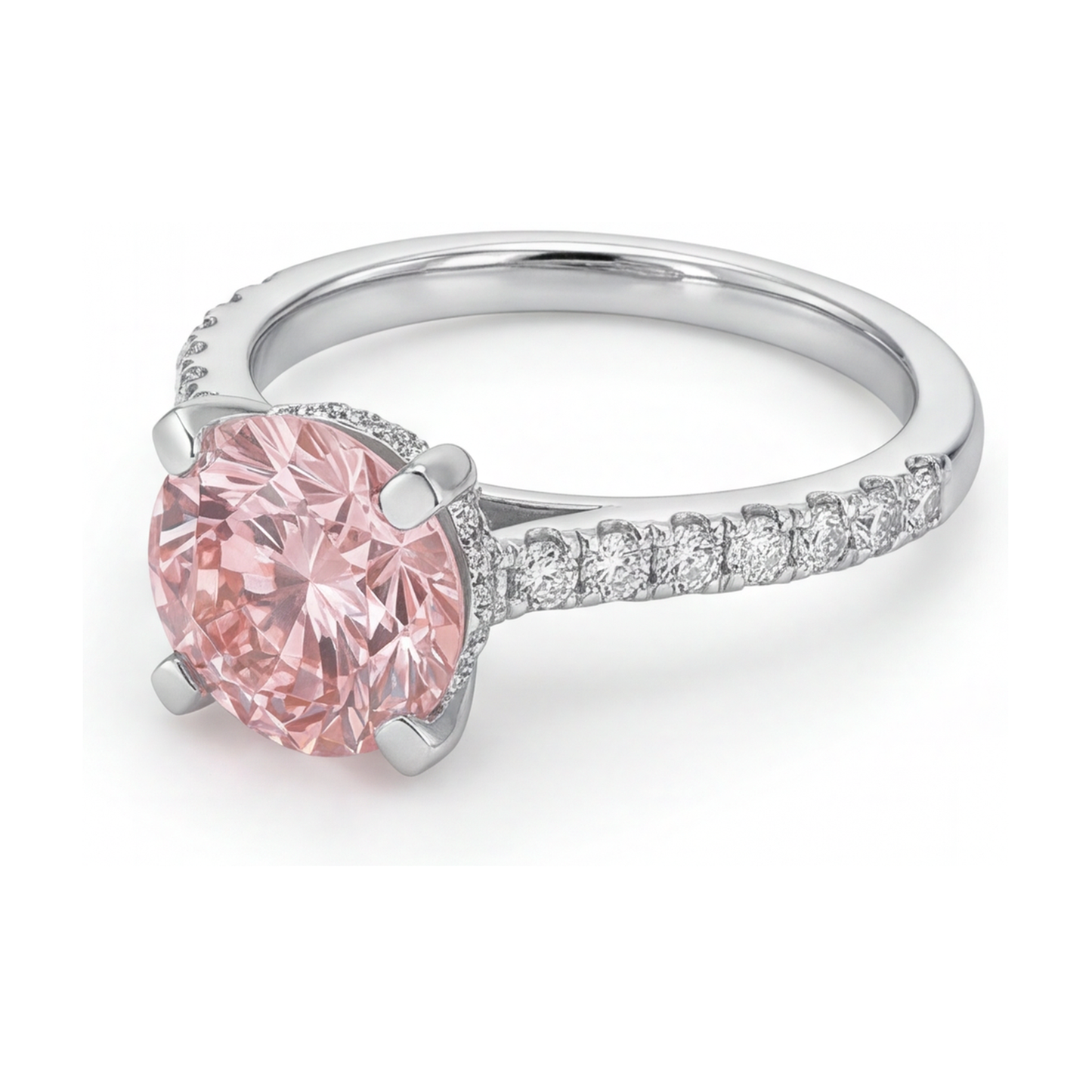 Anello con diamante rosa naturale taglio rotondo da 1,39 carati