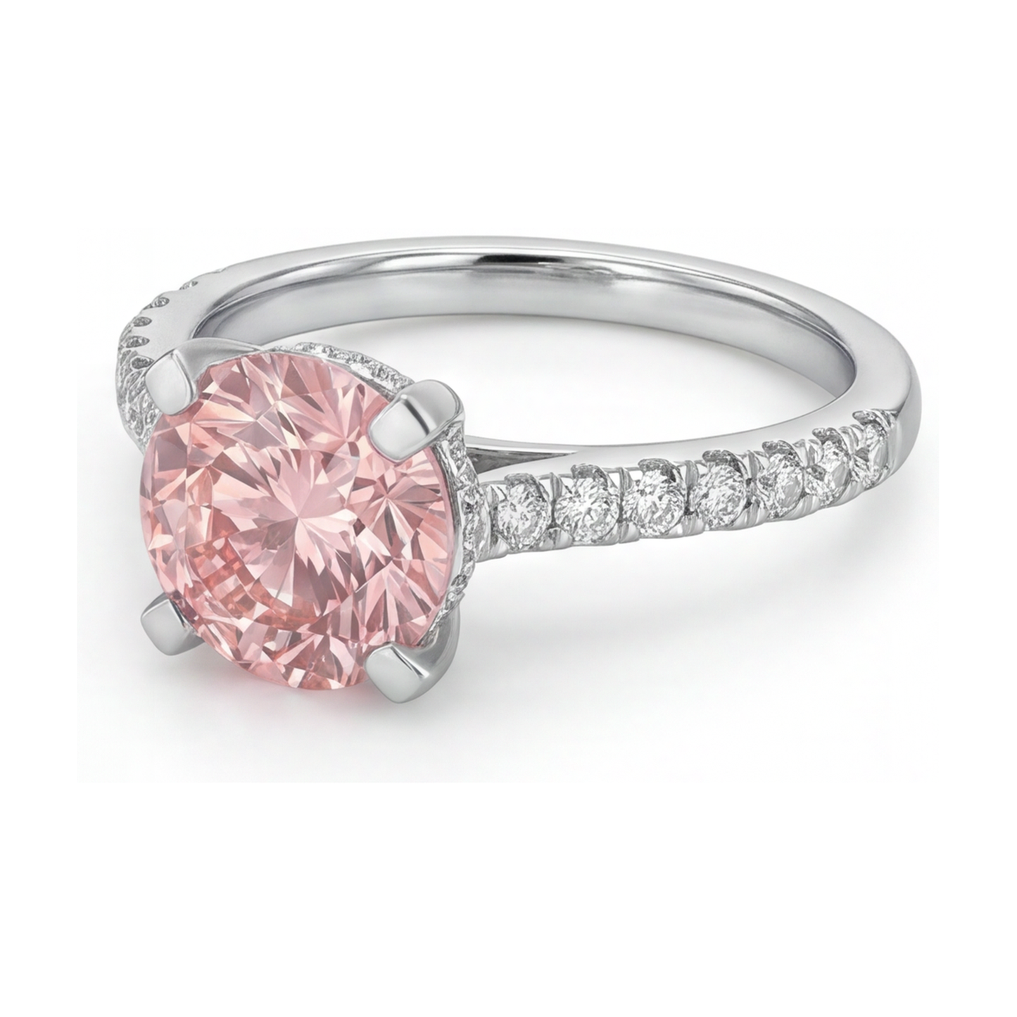 Anello con diamante rosa naturale taglio rotondo da 1,39 carati