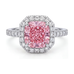 Anello con diamante rosa naturale taglio a cuscino da 1,96 carati
