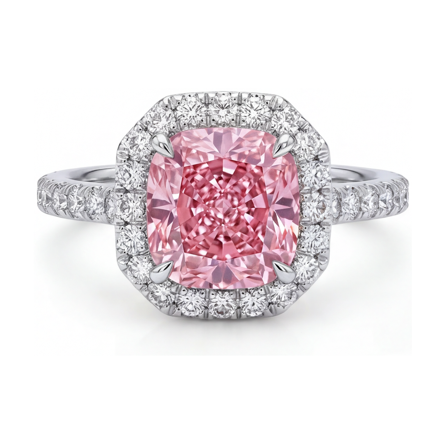 Anello con diamante rosa naturale taglio a cuscino da 1,96 carati