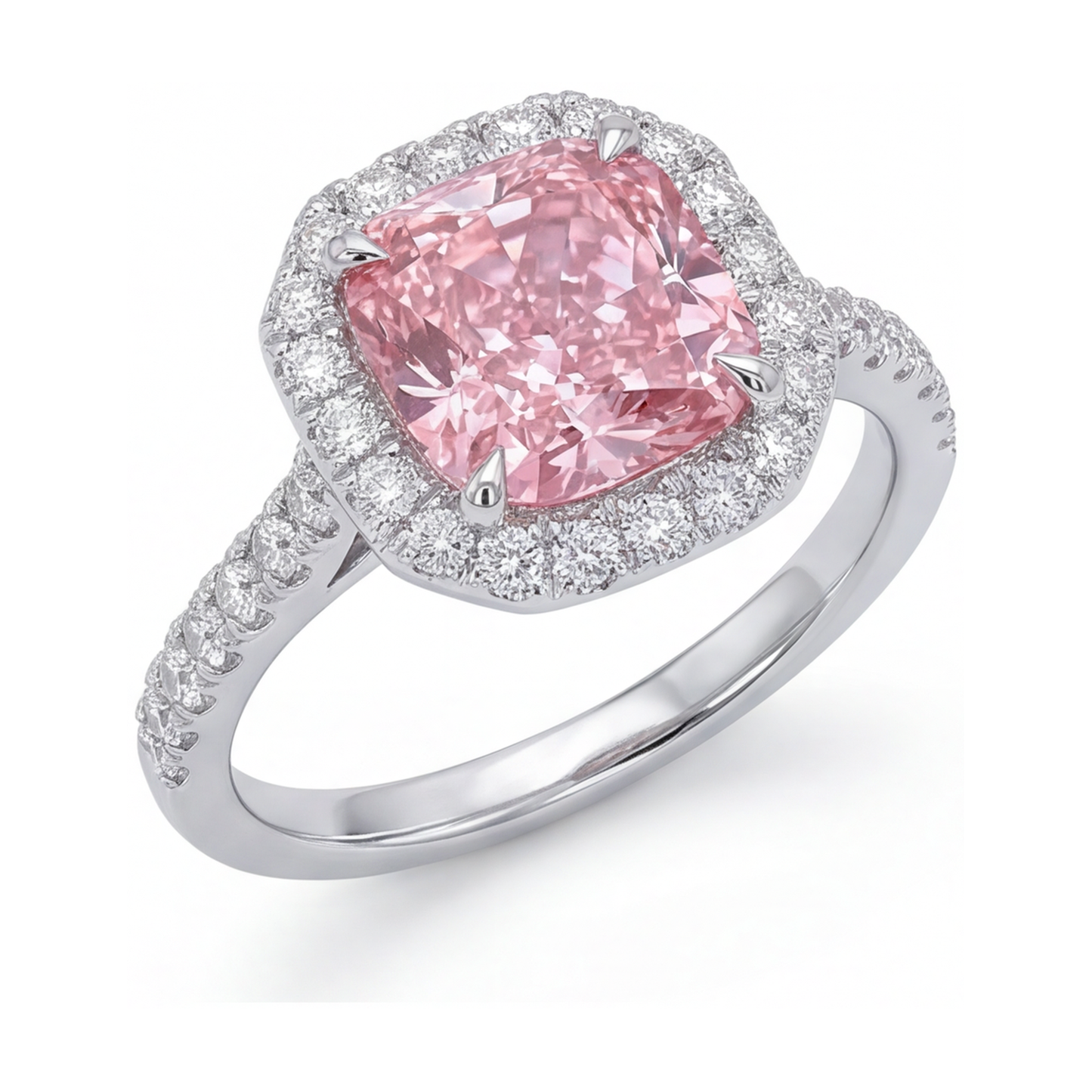 Anello con diamante rosa naturale taglio a cuscino da 1,96 carati