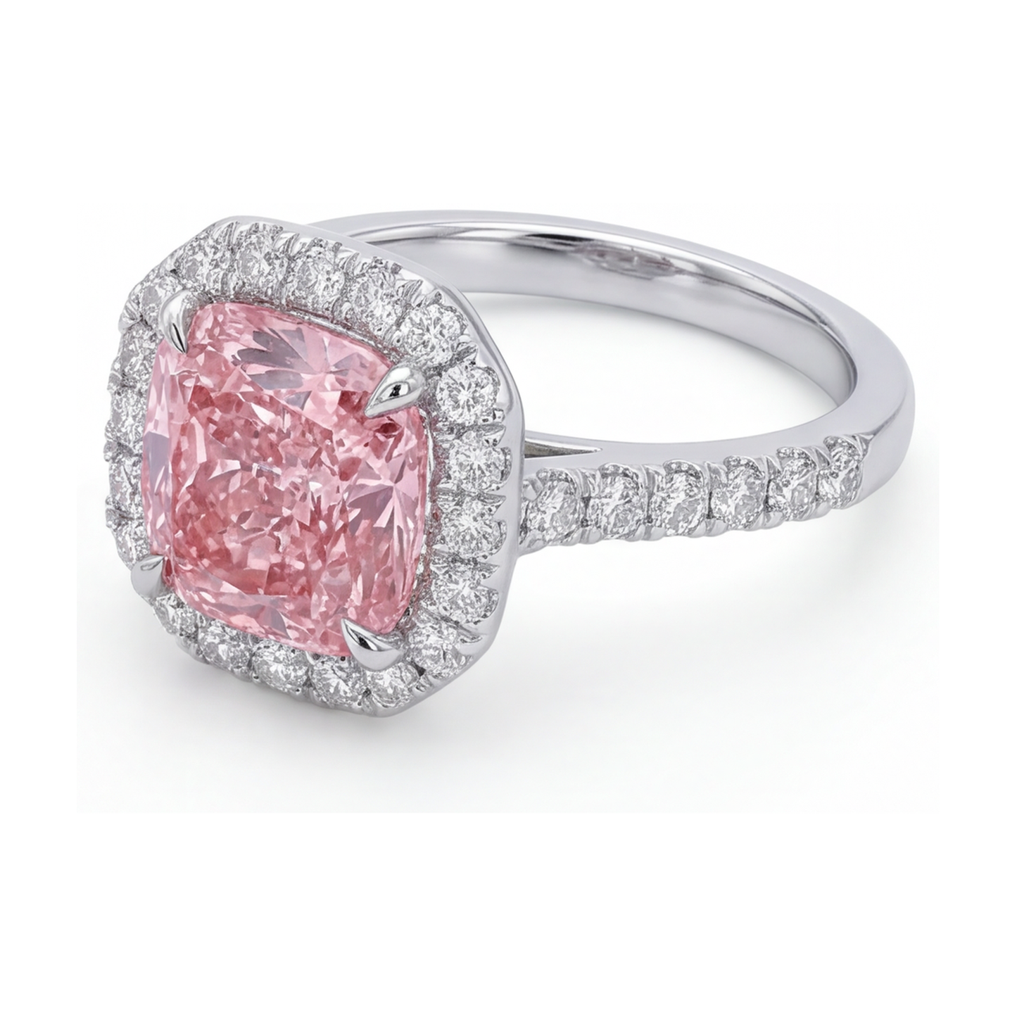 Anello con diamante rosa naturale taglio a cuscino da 1,96 carati
