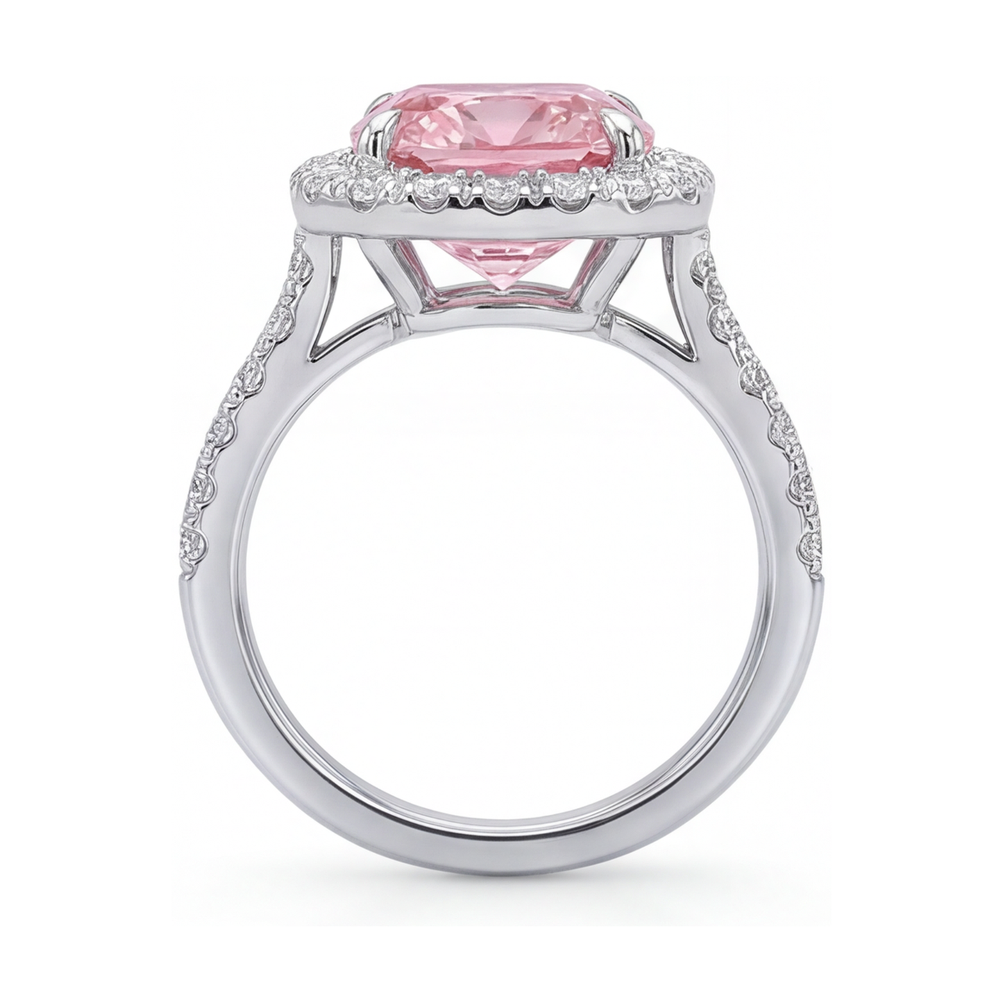 Anello con diamante rosa naturale taglio a cuscino da 1,96 carati