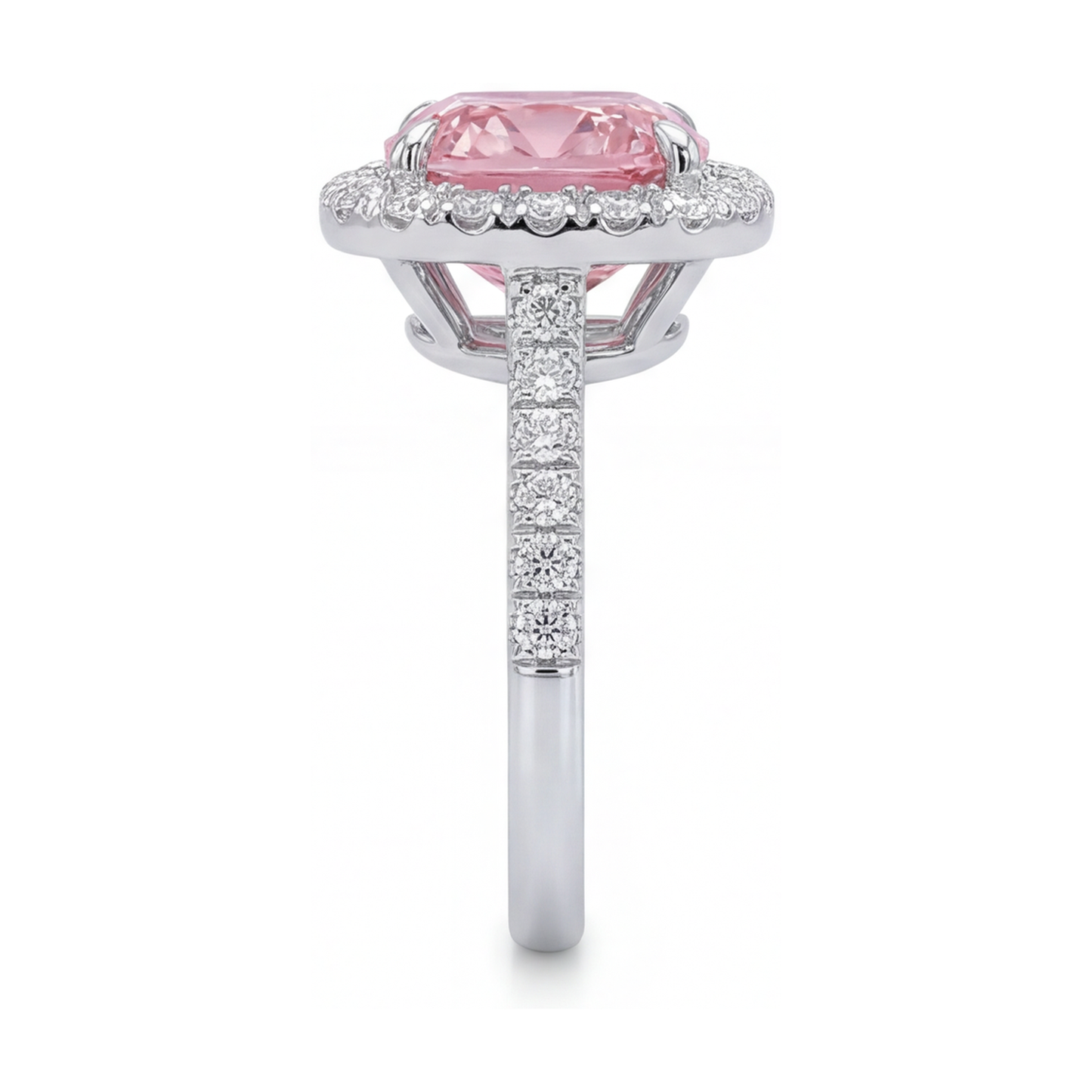 Anello con diamante rosa naturale taglio a cuscino da 1,96 carati
