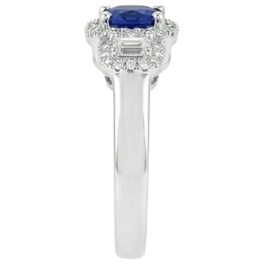 nuovo stile 3 pietre Anello con zaffiro blu 5 carati e diamante