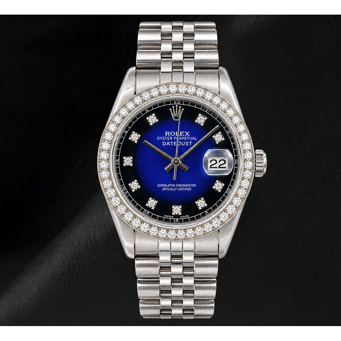 Orologio Rolex 1601 Datejust 36 mm in Acciaio Inossidabile con Quadrante con Diamanti Blu