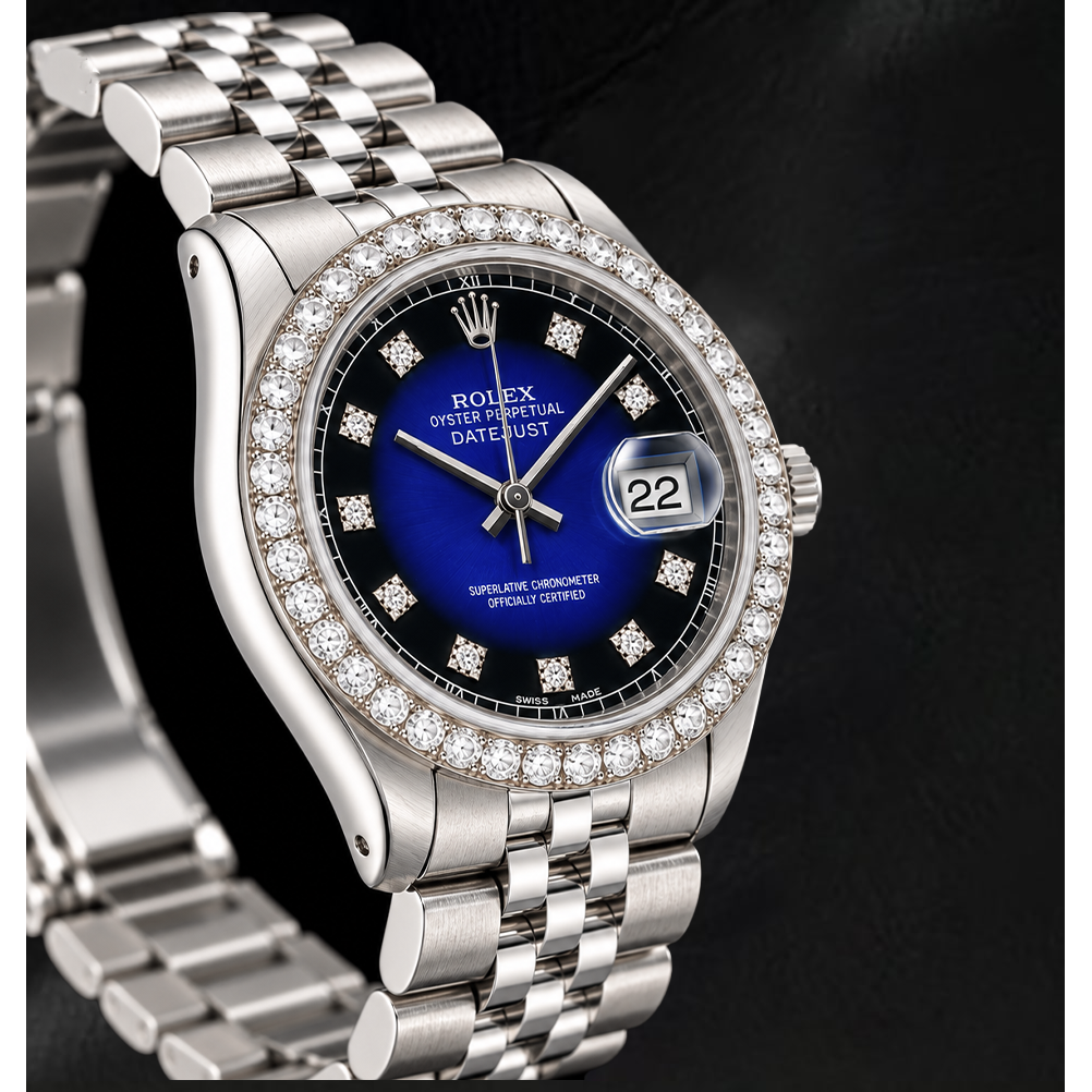 Orologio Rolex 1601 Datejust 36 mm in Acciaio Inossidabile con Quadrante con Diamanti Blu