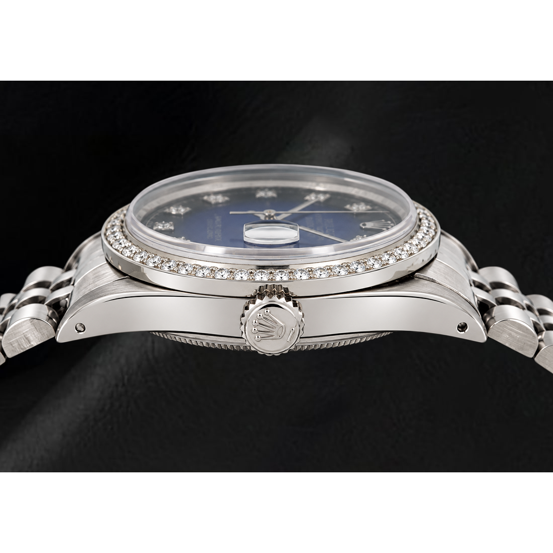 Orologio Rolex 1601 Datejust 36 mm in Acciaio Inossidabile con Quadrante con Diamanti Blu