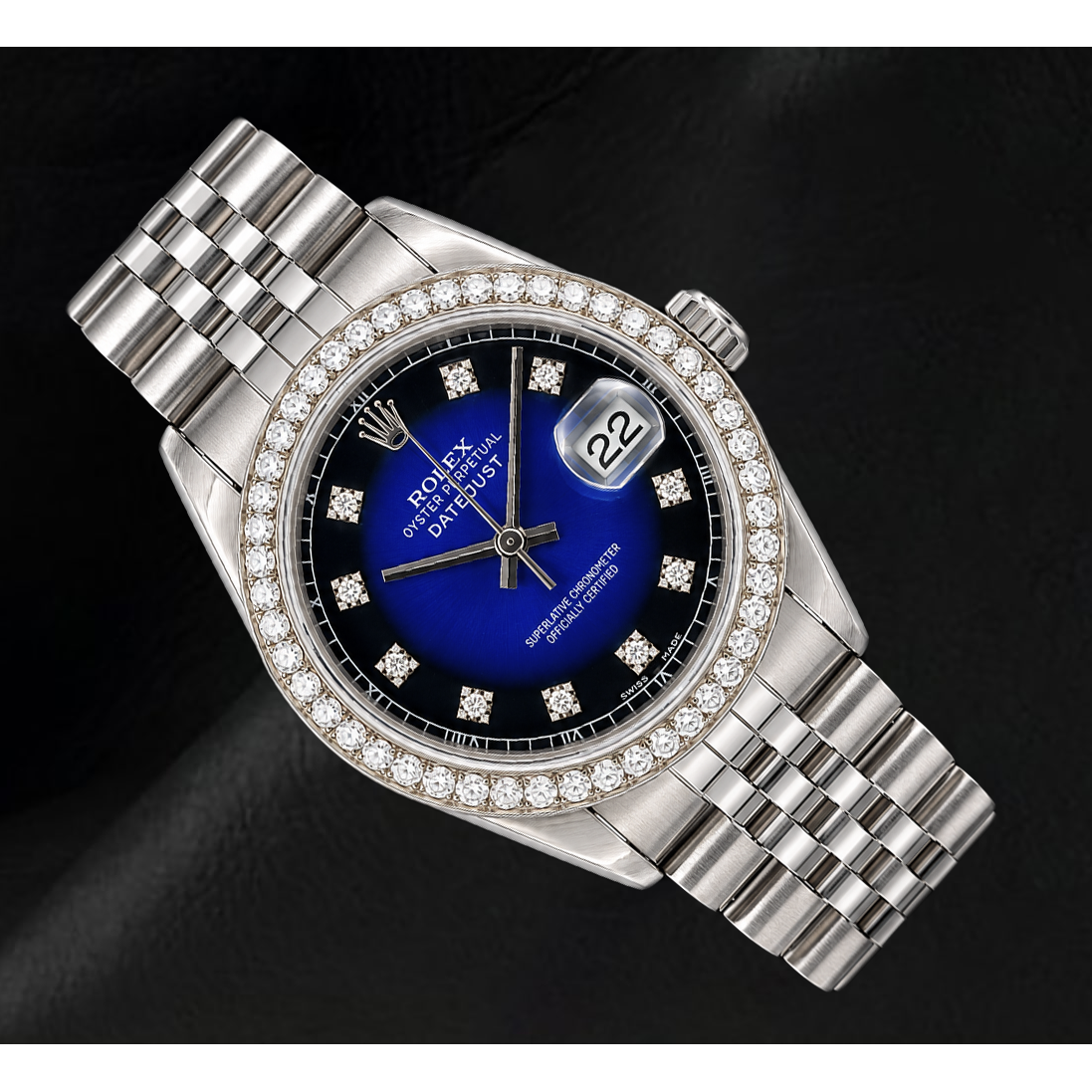 Orologio Rolex 1601 Datejust 36 mm in Acciaio Inossidabile con Quadrante con Diamanti Blu