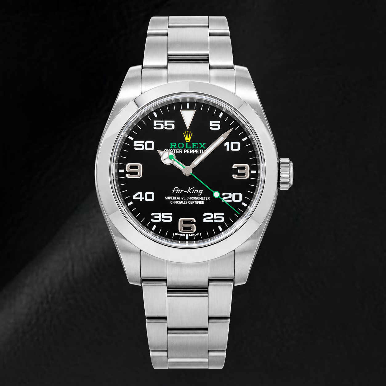 Orologio Rolex Air-King 116900 40 mm Quadrante Nero Bloodhound in Acciaio Inossidabile
