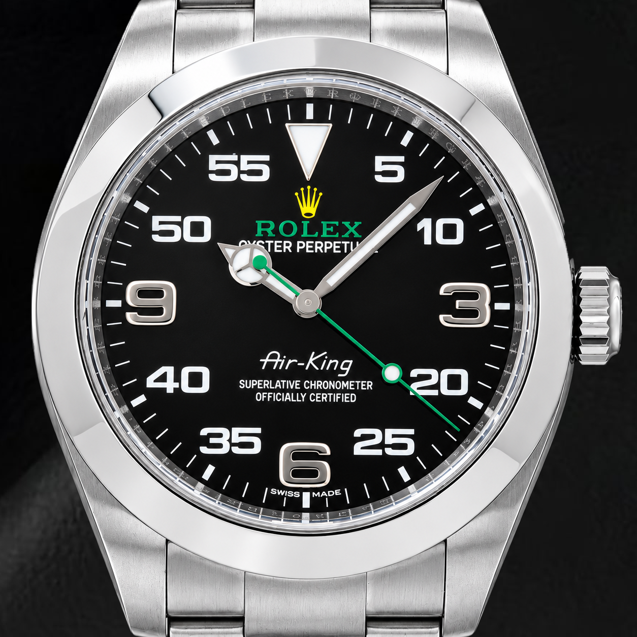 Orologio Rolex Air-King 116900 40 mm Quadrante Nero Bloodhound in Acciaio Inossidabile