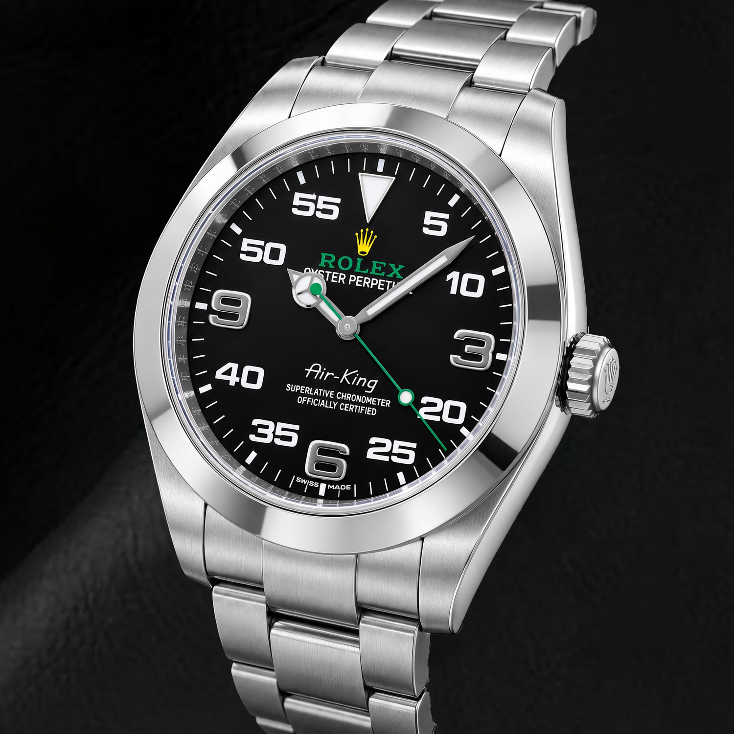 Orologio Rolex Air-King 116900 40 mm Quadrante Nero Bloodhound in Acciaio Inossidabile