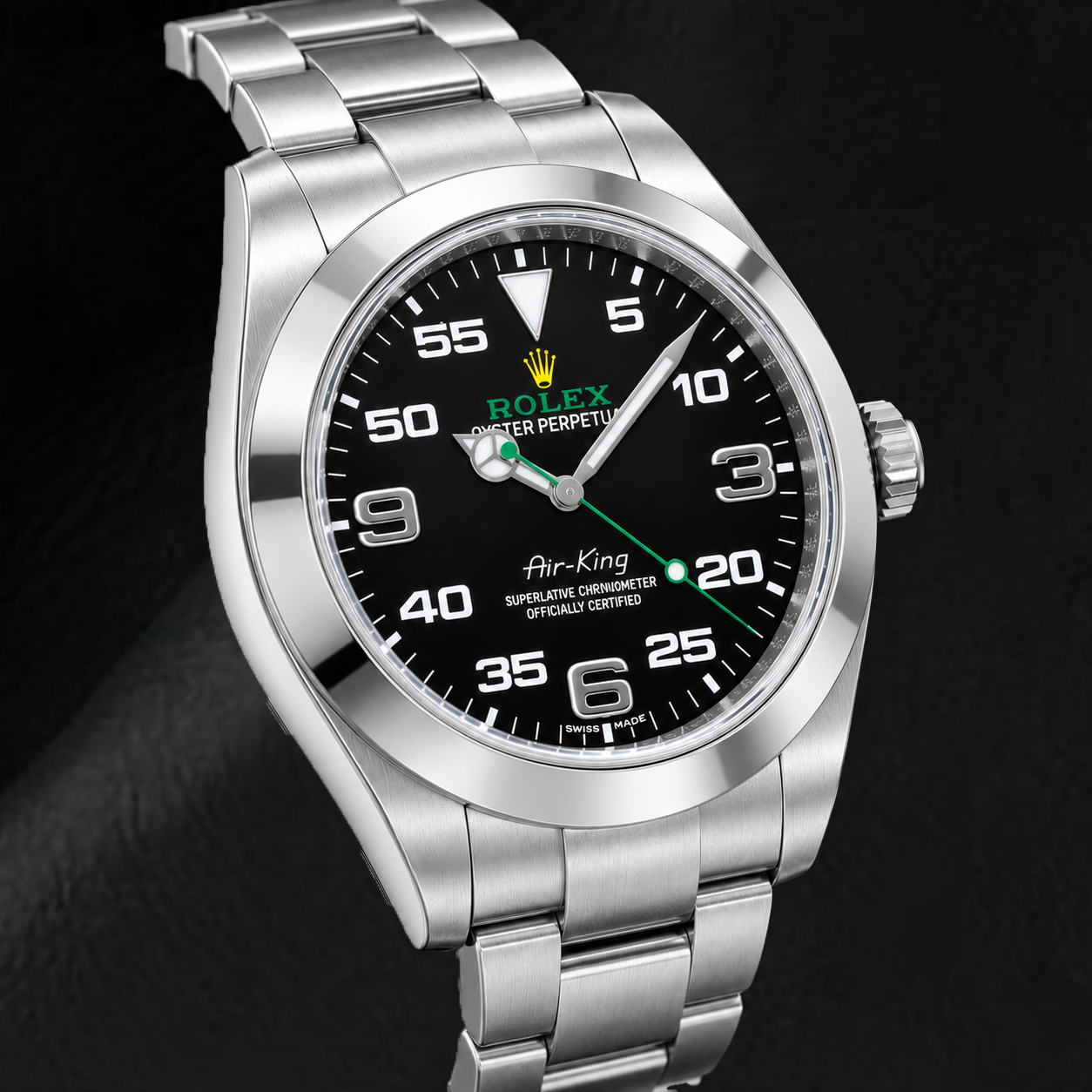 Orologio Rolex Air-King 116900 40 mm Quadrante Nero Bloodhound in Acciaio Inossidabile