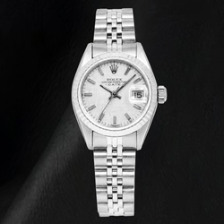 Orologio Rolex Date 6916 26 mm Quadrante Effetto Lino Argento Acciaio Inossidabile Bracciale Jubilee