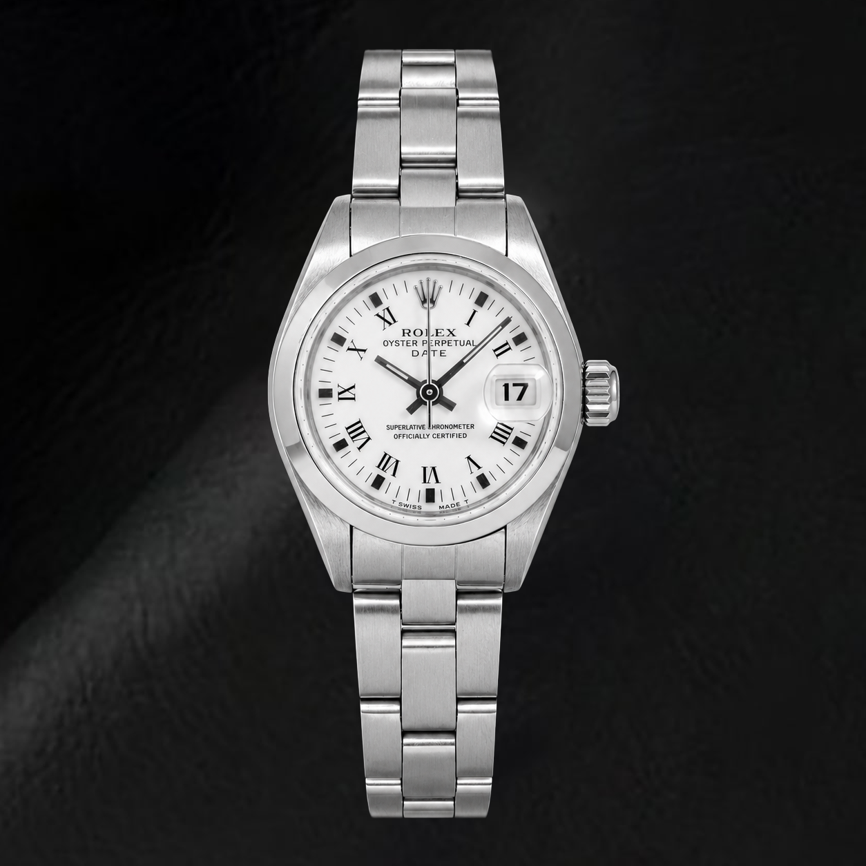 Orologio Rolex Date 69160 da 26 mm in Acciaio Inossidabile con Quadrante Bianco con Numeri Romani