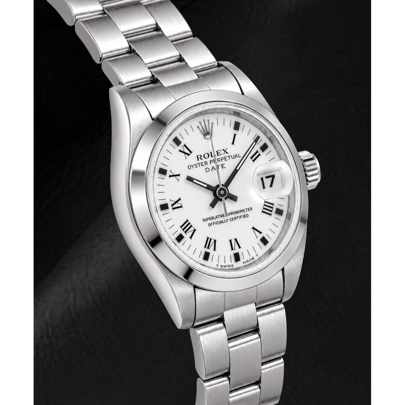 Orologio Rolex Date 69160 da 26 mm in Acciaio Inossidabile con Quadrante Bianco con Numeri Romani