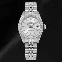 Orologio Rolex Date 6924 26 mm Quadrante Argento con Indici a Bastone Bracciale Jubilee in Acciaio Inossidabile