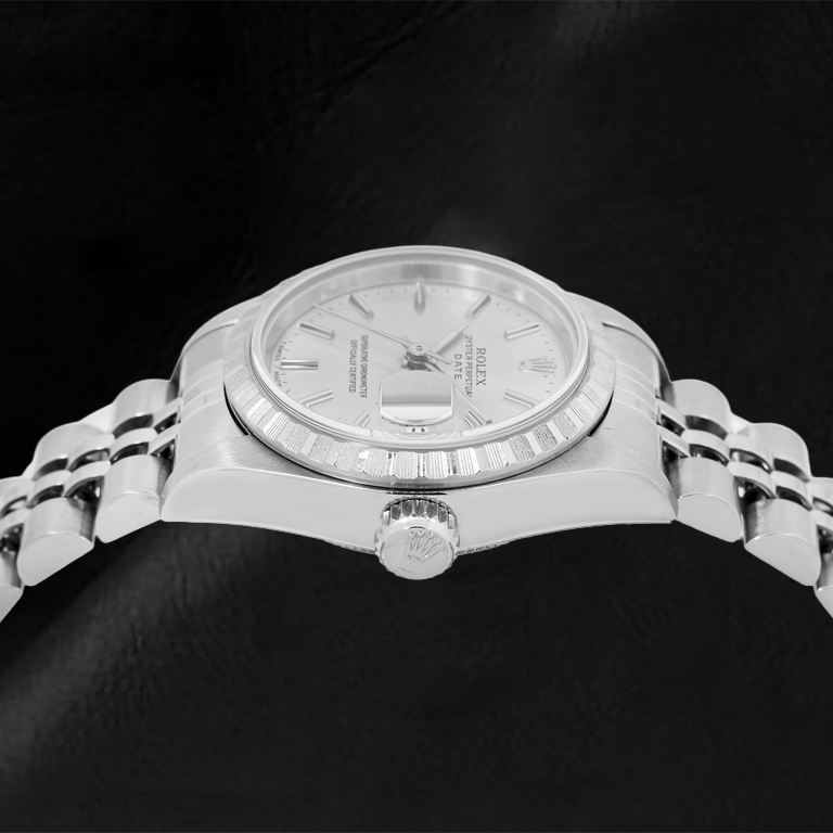 Orologio Rolex Date 6924 26 mm Quadrante Argento con Indici a Bastone Bracciale Jubilee in Acciaio Inossidabile