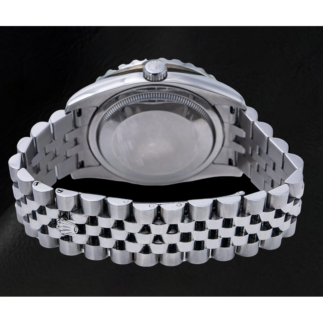 Orologio Rolex Datejust 116200 36 mm in Acciaio Inossidabile con Quadrante con Diamanti Rosso e Numeri Romani