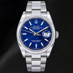 Orologio Rolex Datejust 126200 36 mm in Acciaio Inossidabile con Quadrante Luminescente con Motivo Blu