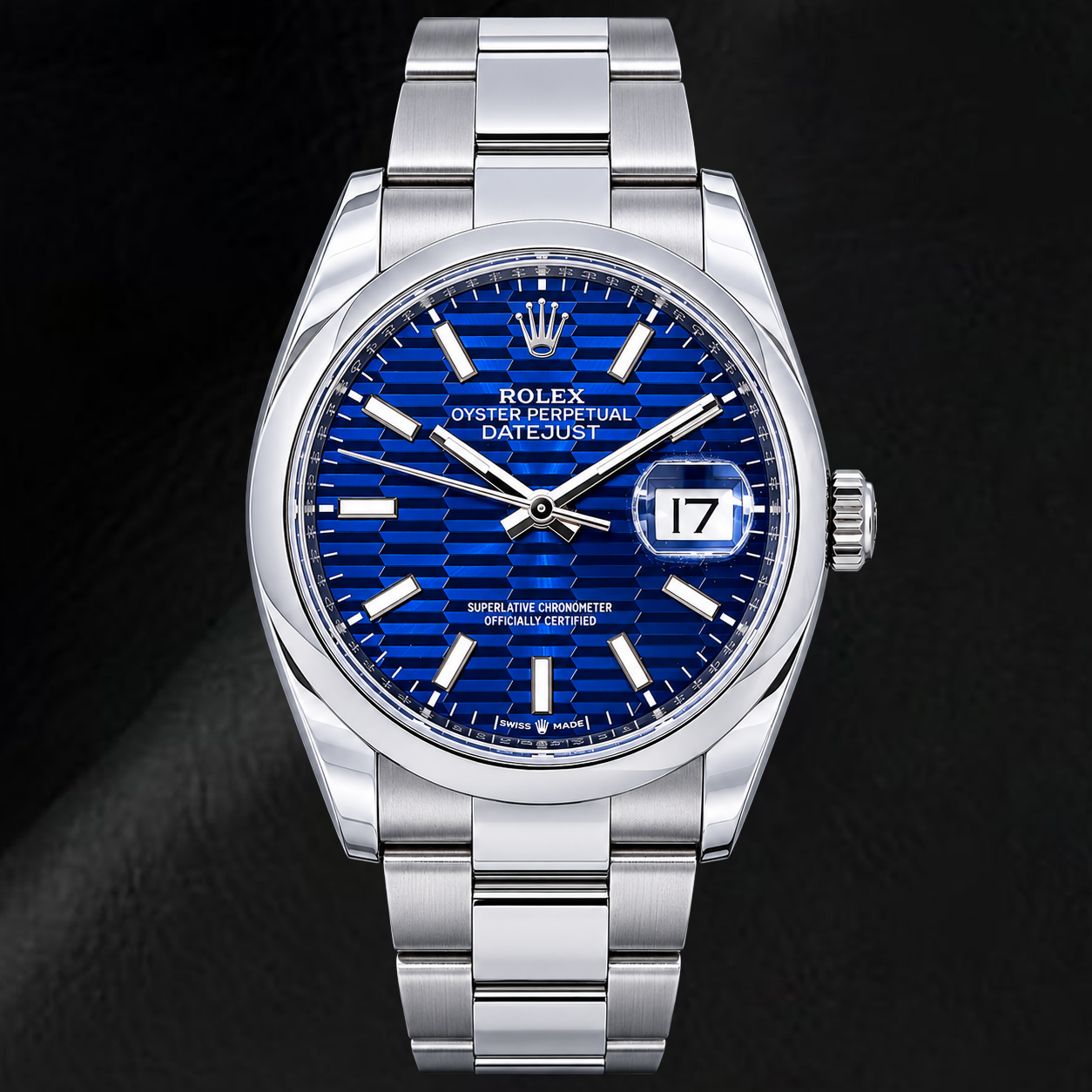 Orologio Rolex Datejust 126200 36 mm in Acciaio Inossidabile con Quadrante Luminescente con Motivo Blu