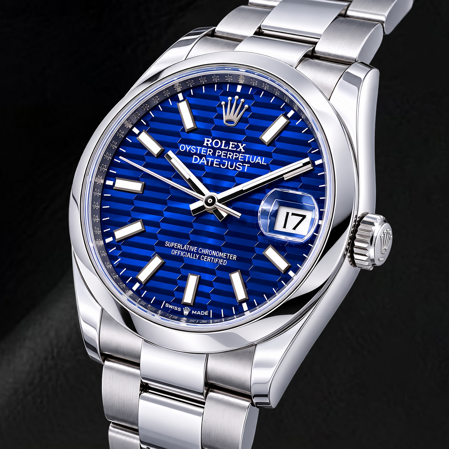 Orologio Rolex Datejust 126200 36 mm in Acciaio Inossidabile con Quadrante Luminescente con Motivo Blu