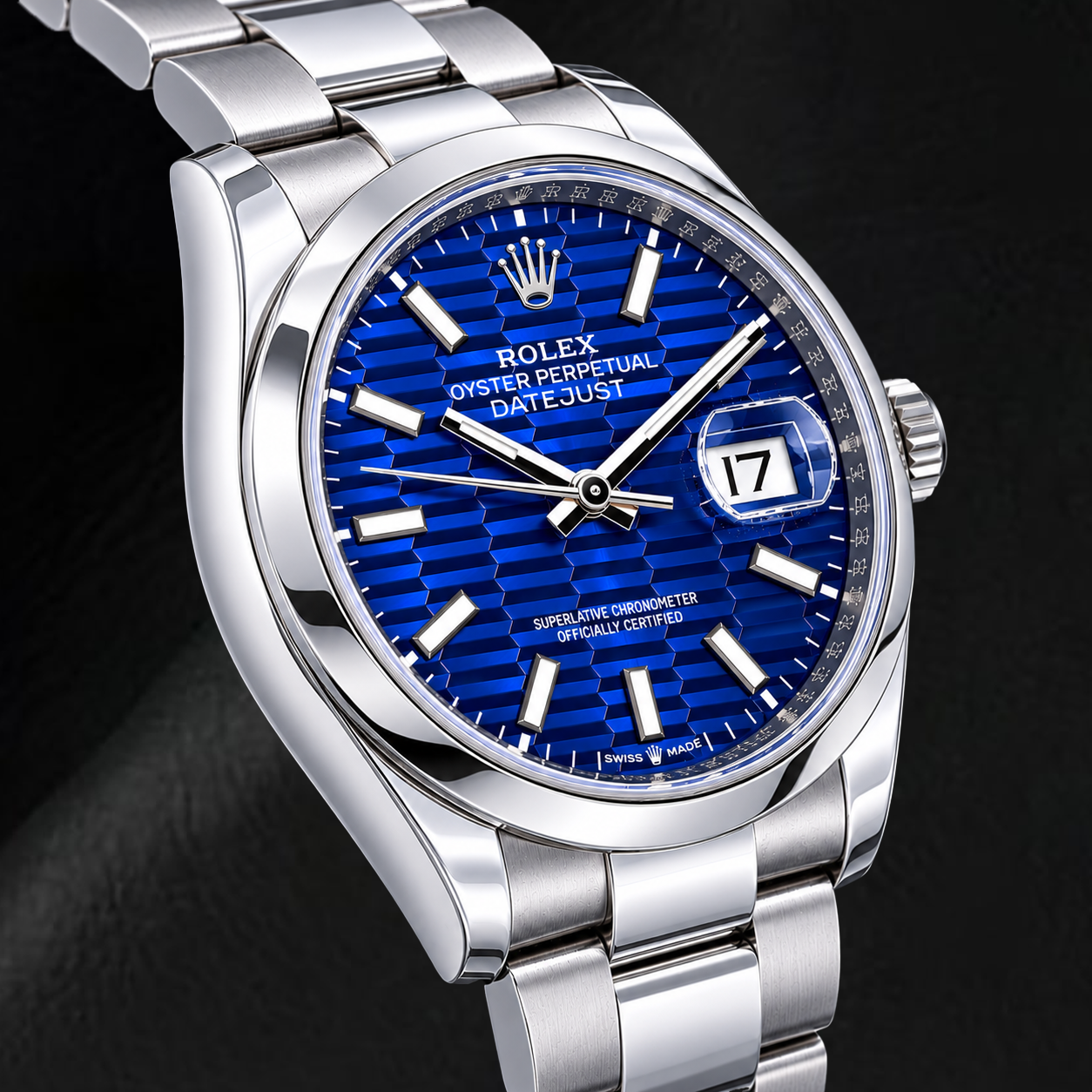 Orologio Rolex Datejust 126200 36 mm in Acciaio Inossidabile con Quadrante Luminescente con Motivo Blu