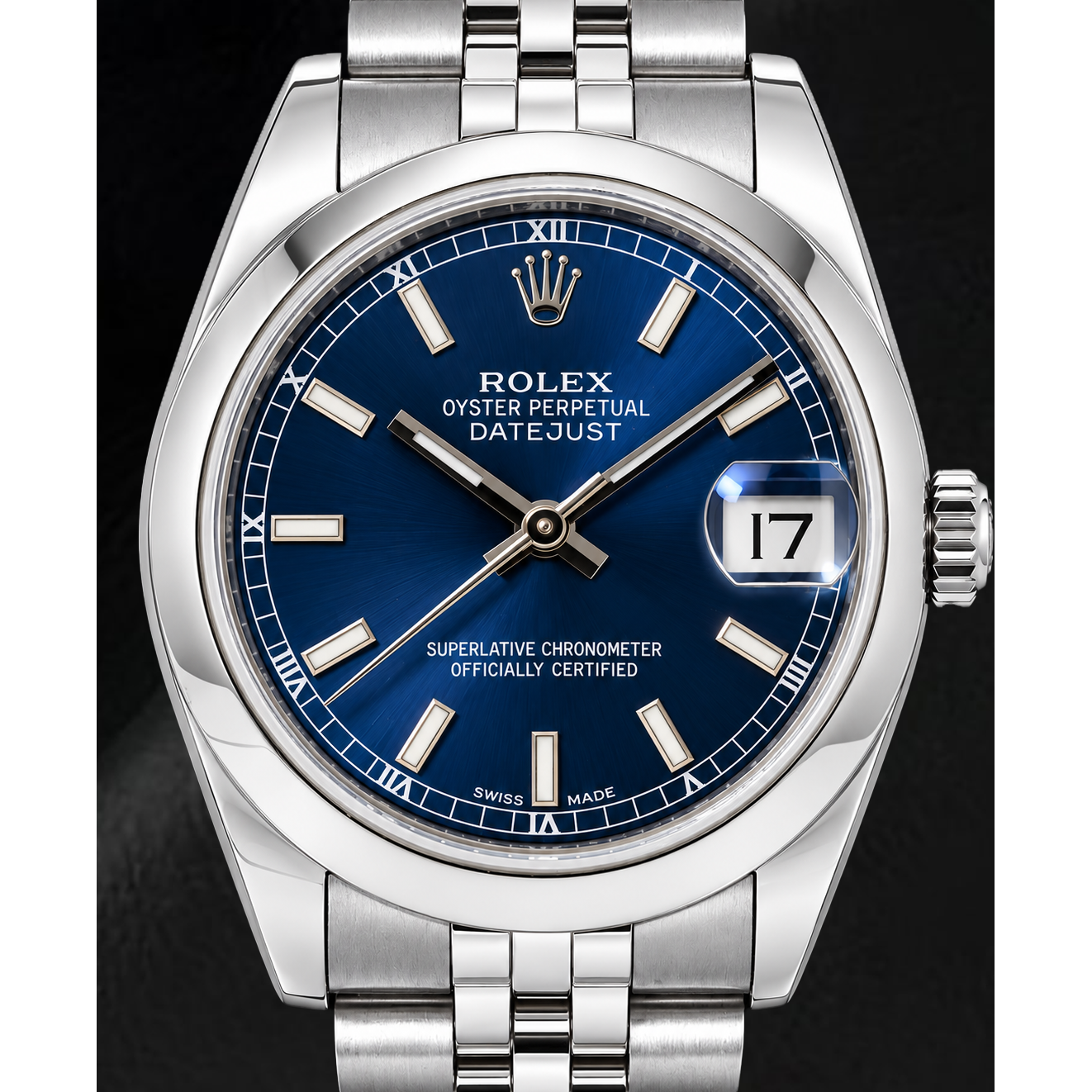 Orologio Rolex Datejust 178240 31 mm in Acciaio Inossidabile con Quadrante Blu Luminescente