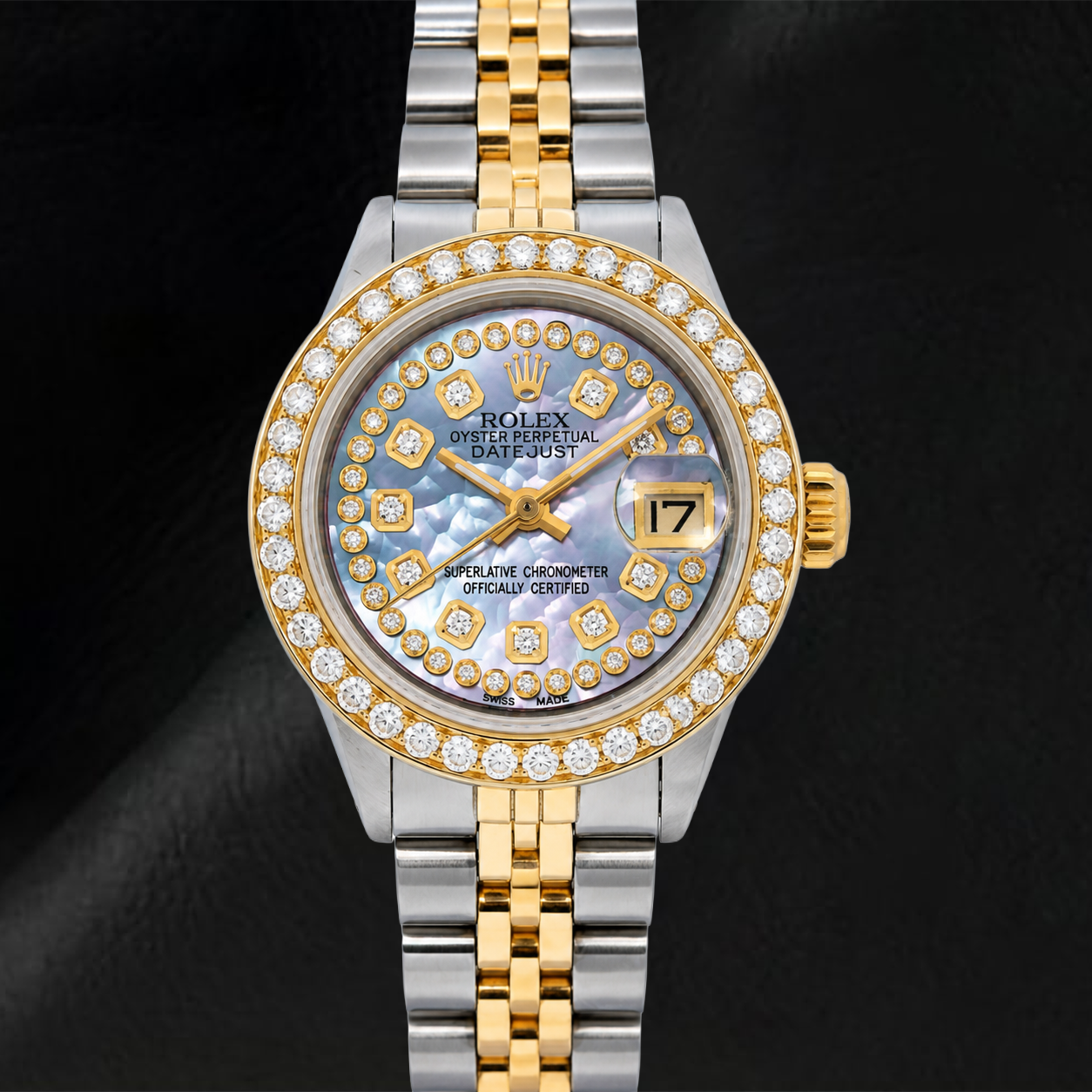 Orologio Rolex Datejust 26 mm Quadrante in Madreperla Blu con Diamanti a Filo Bicolore Bracciale Jubilee
