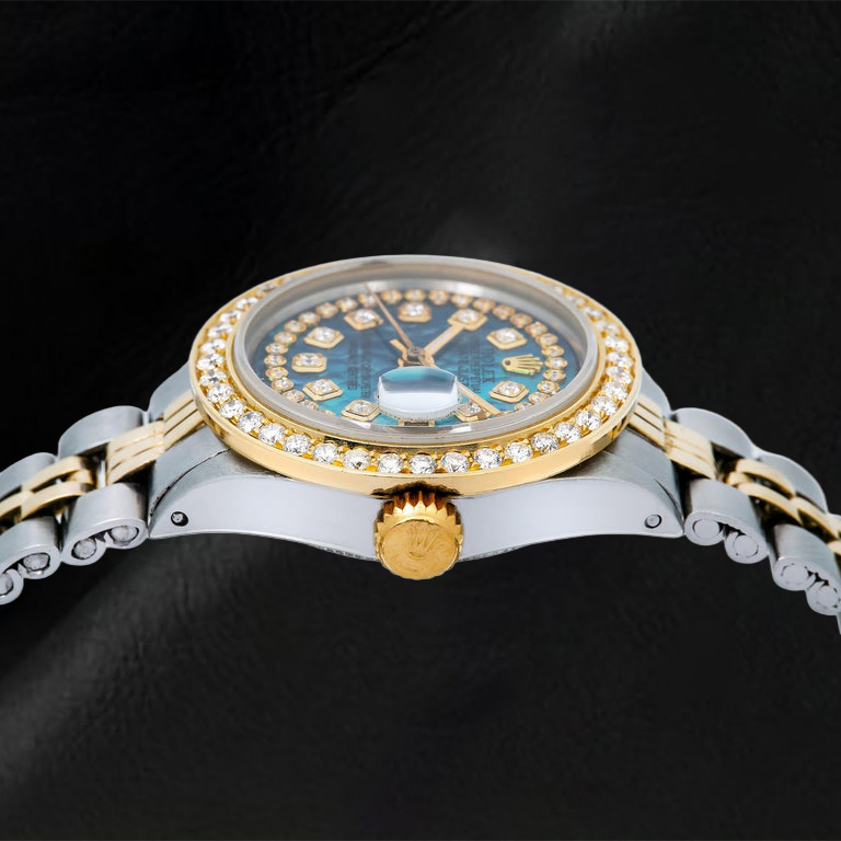 Orologio Rolex Datejust 26 mm Quadrante in Madreperla Blu con Diamanti a Filo Bicolore Bracciale Jubilee
