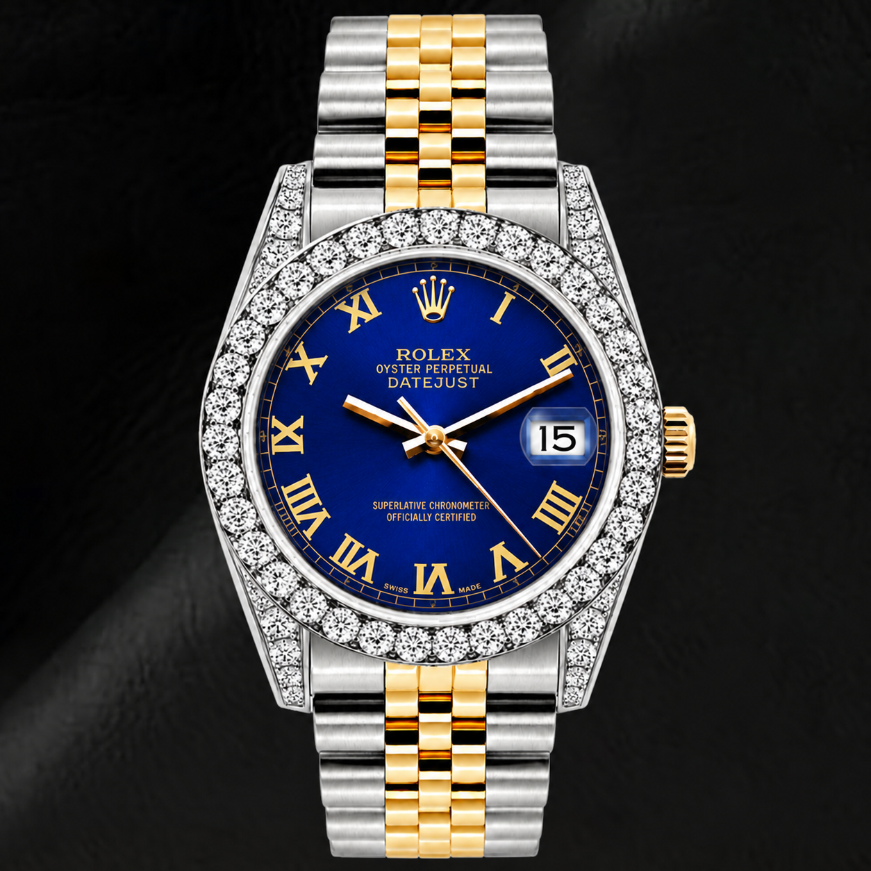 Orologio Rolex Datejust 26mm 69173 Quadrante blu con numeri romani Bicolore Bracciale Jubilee